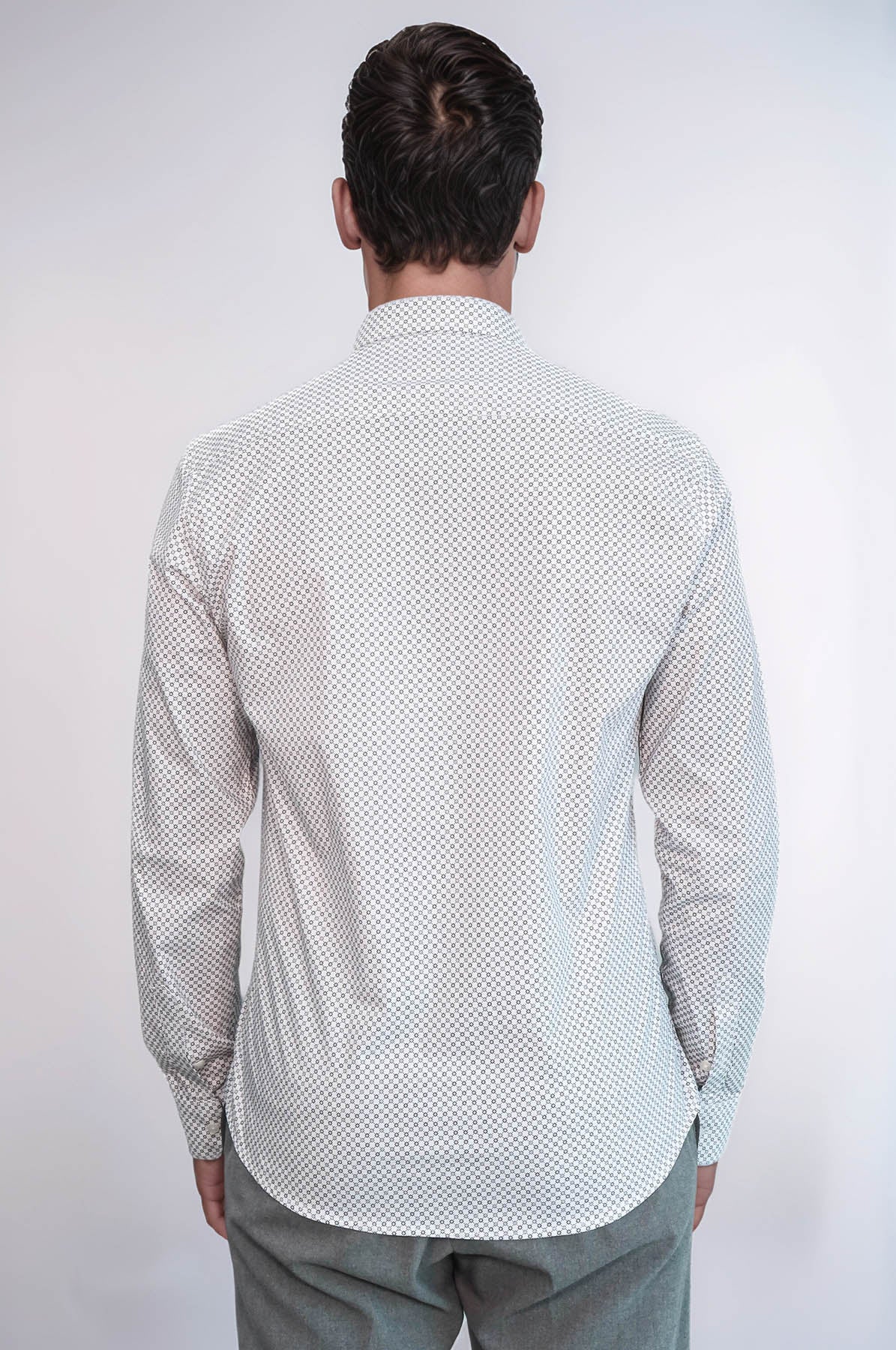 White Tiny Check Patterned Slim Fit Shirt