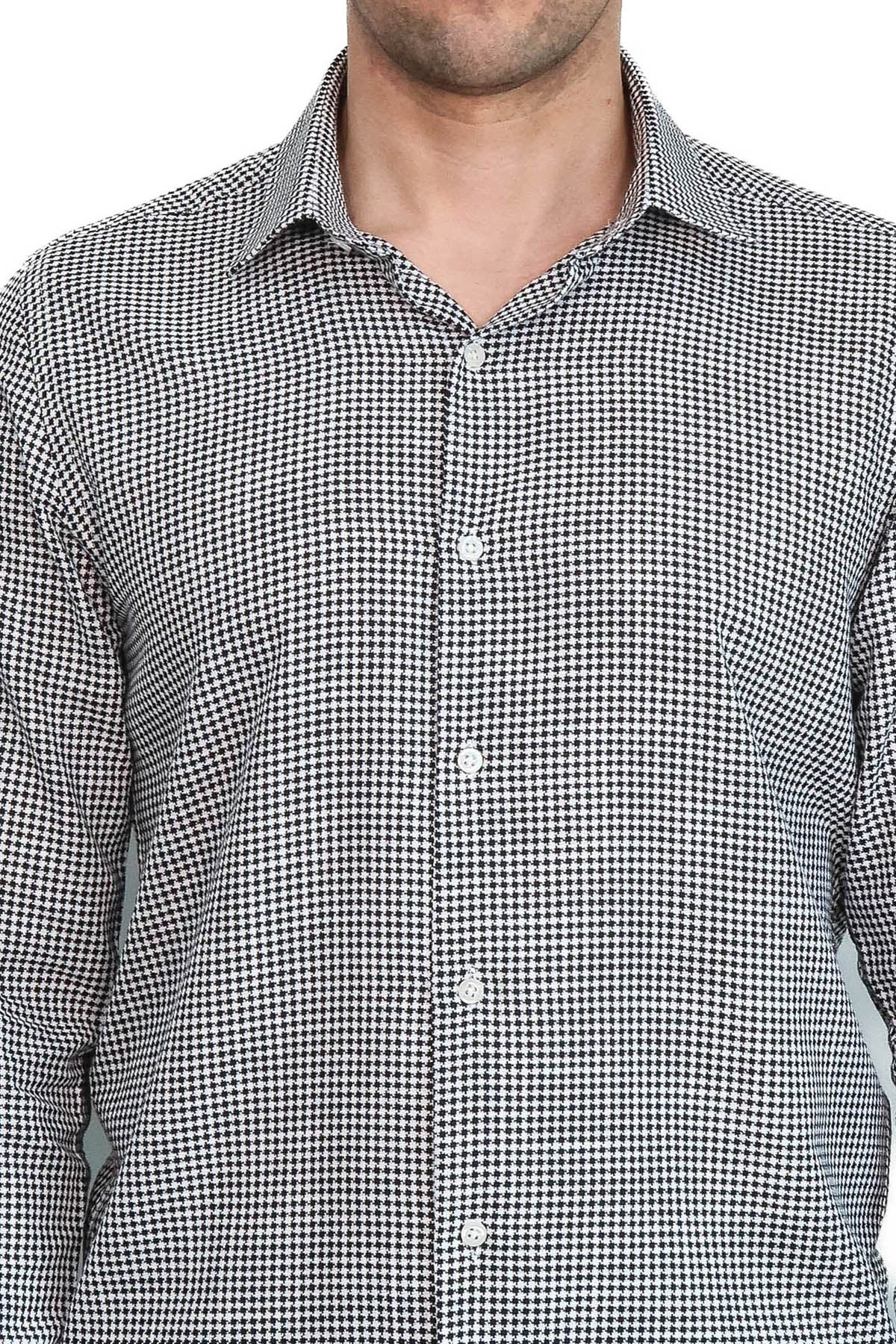 Houndstooth Pattern Black Men Shirt