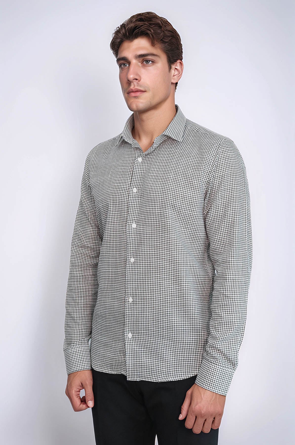 Houndstooth Pattern Green Men Shirt - Wessi