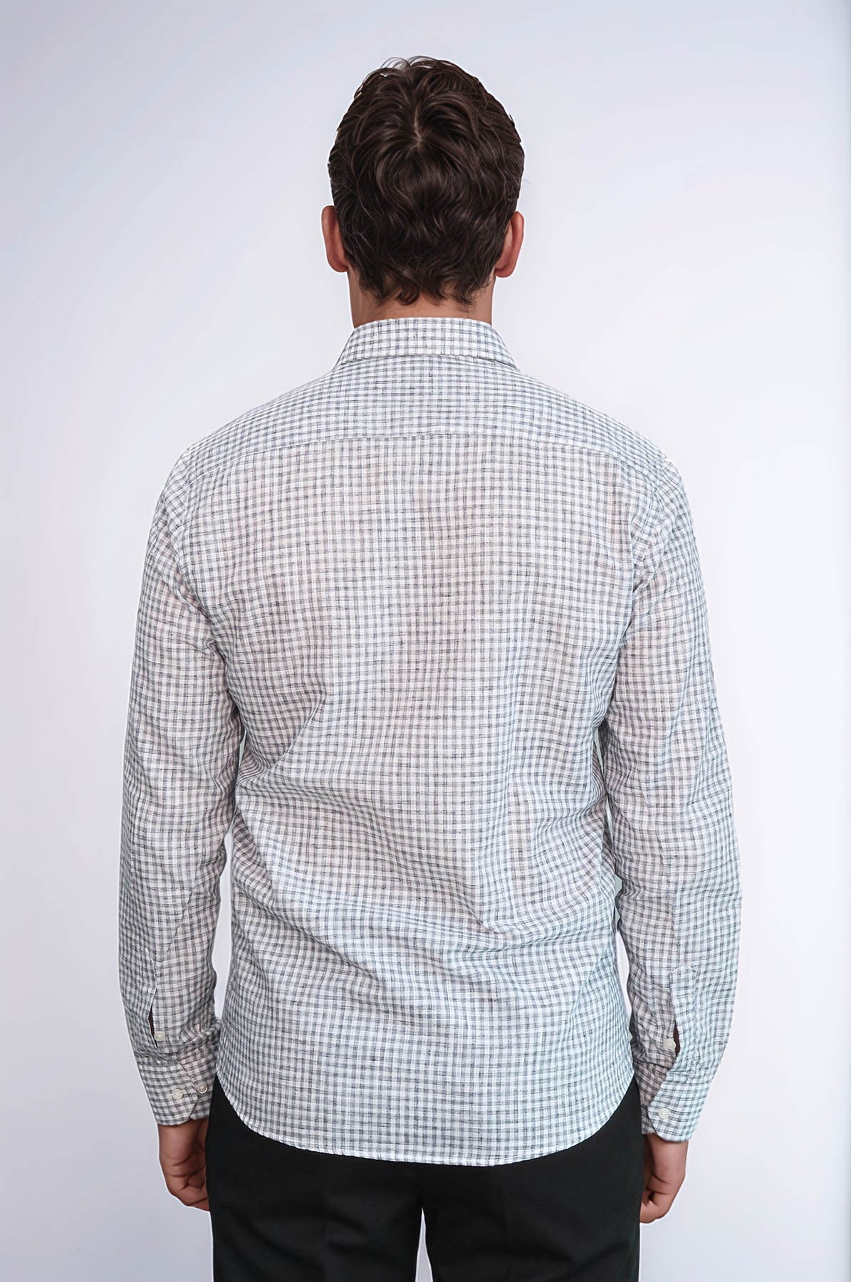 Plaid Slim Fit Black Men Shirt