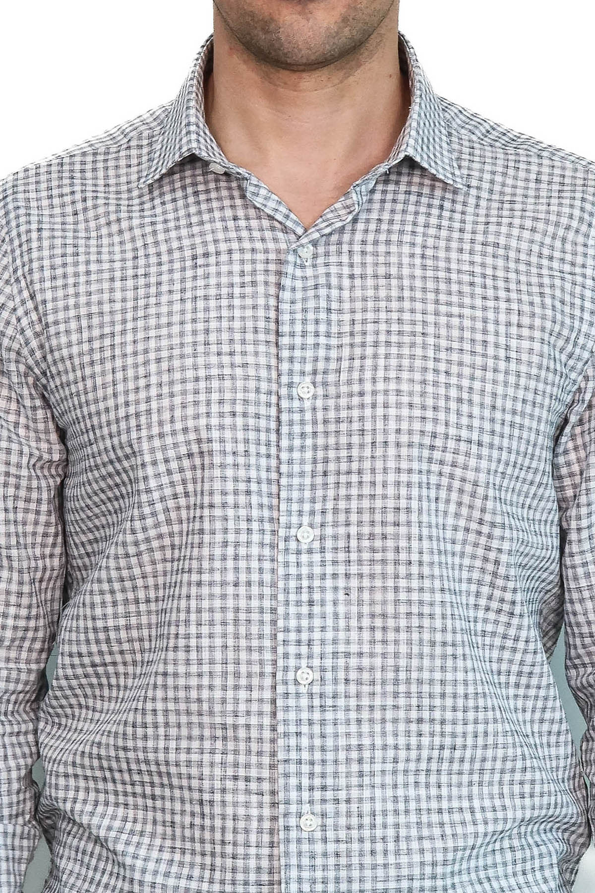 Plaid Slim Fit Black Men Shirt