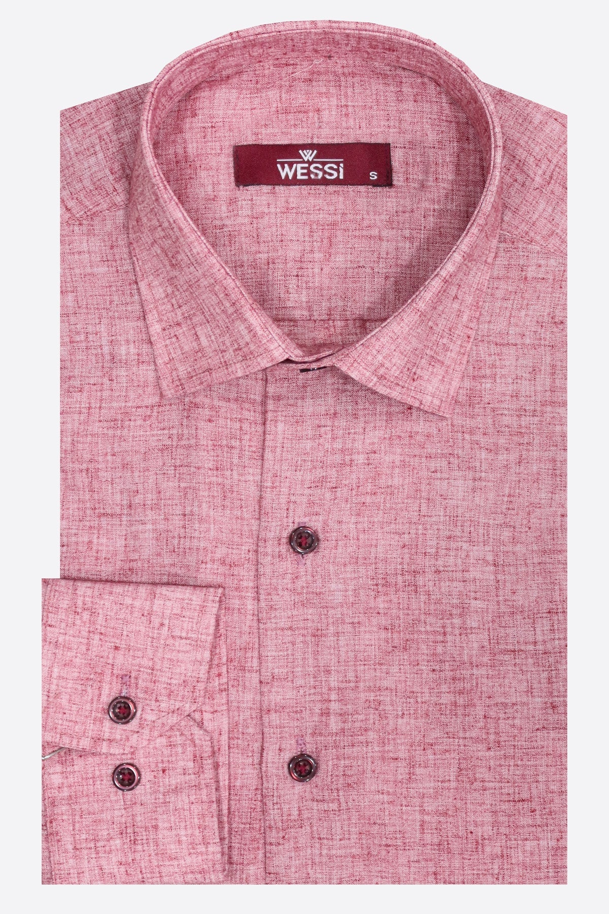 Slim Fit Patterned Burgundy Men Shirt -