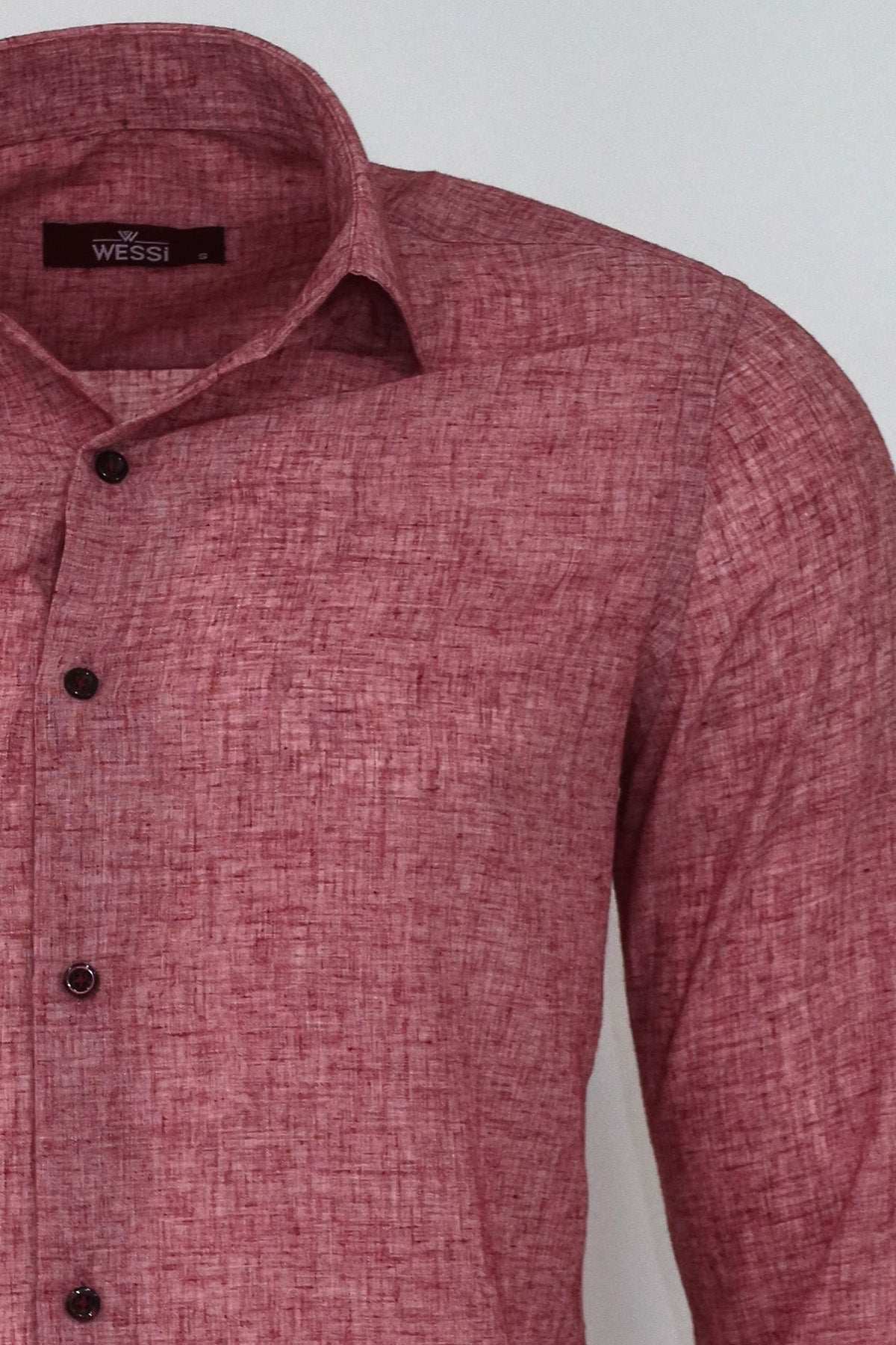 Slim Fit Patterned Burgundy Men Shirt -