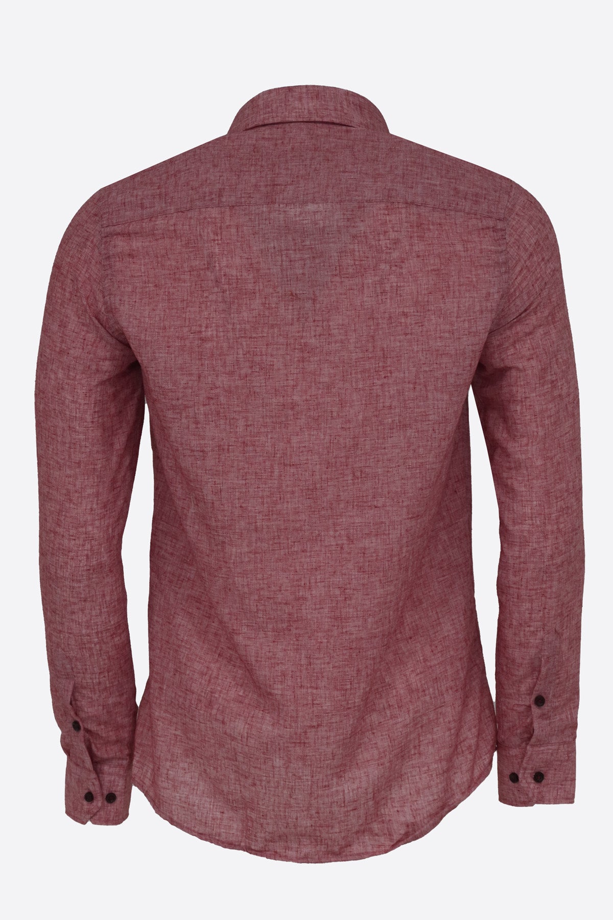 Slim Fit Patterned Burgundy Men Shirt -