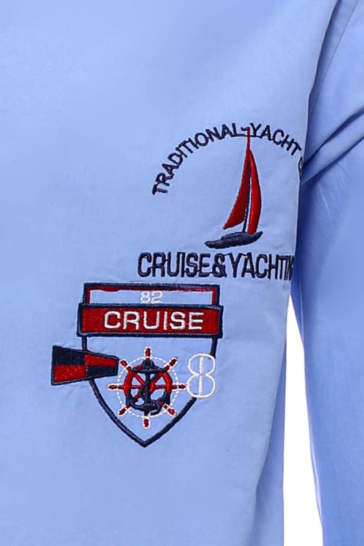 Cruise Yachting Crested Light Blue-Red Shirt-