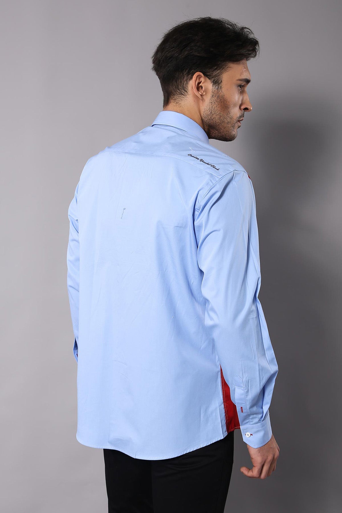 Cruise Yachting Crested Light Blue-Red Shirt-