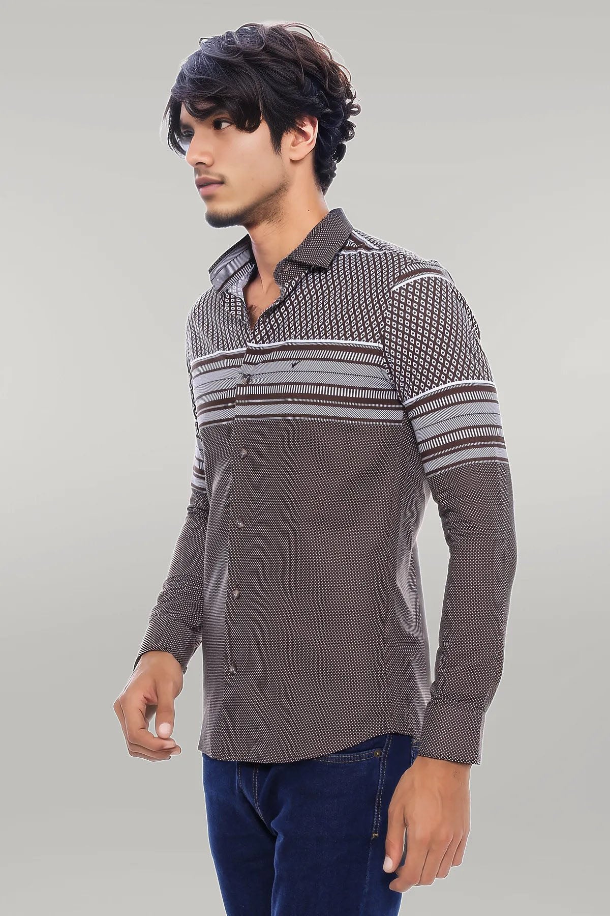 KOALA SYDNEY Brown Diamond Patterned Shirt -