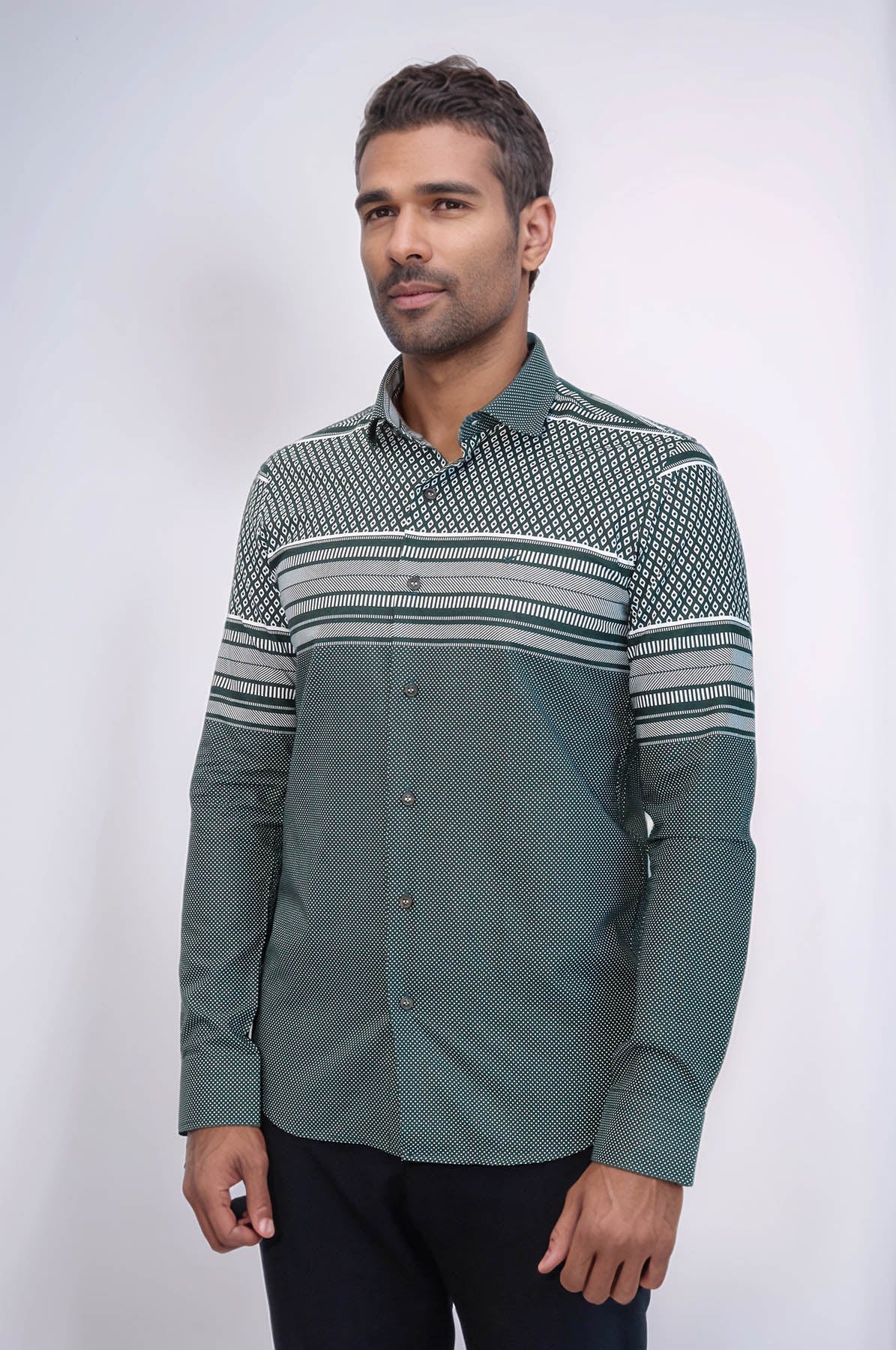 Green Diamond Patterned Shirt