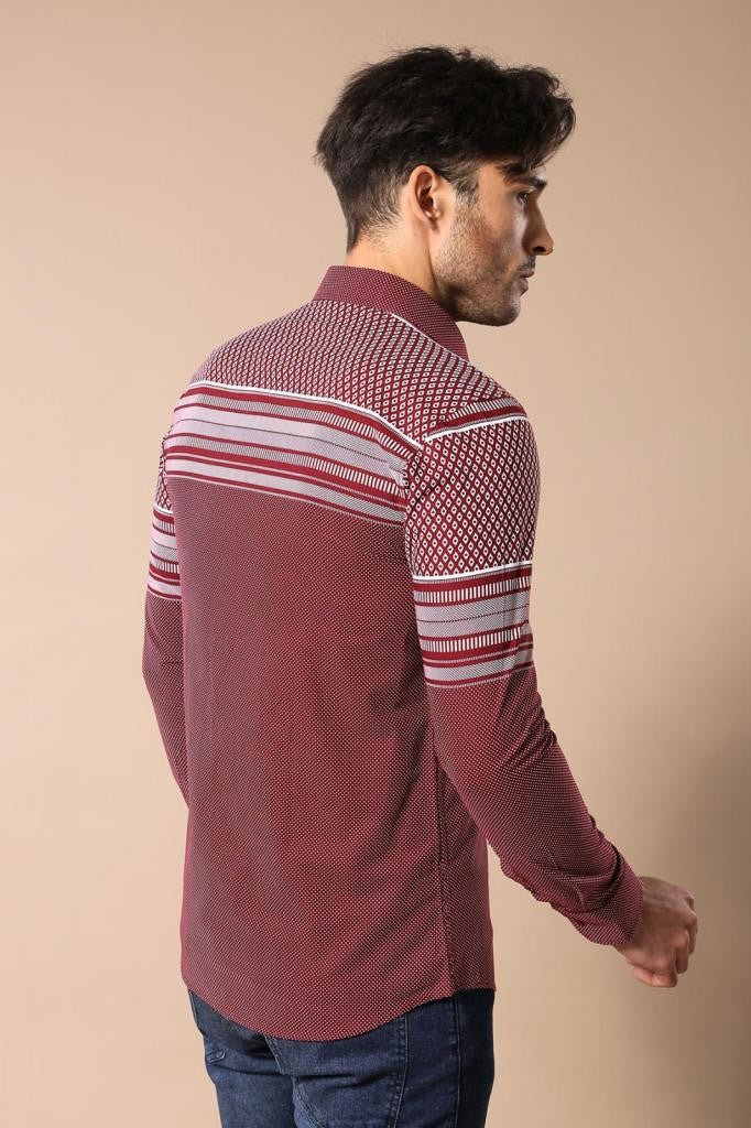 Burgundy Diamond Patterned Shirt