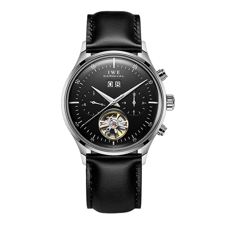 Luxury Automatic Men's Watch - Self-Winding Mechanical Timepiece with Leather Strap
