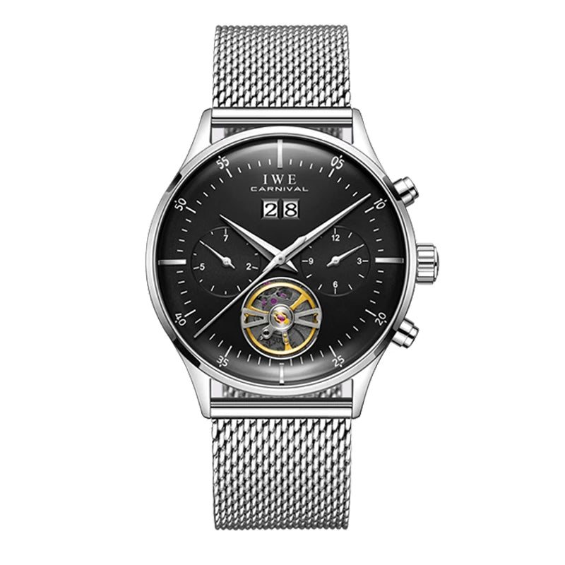 Luxury Automatic Men's Watch - Self-Winding Mechanical Timepiece with Leather Strap