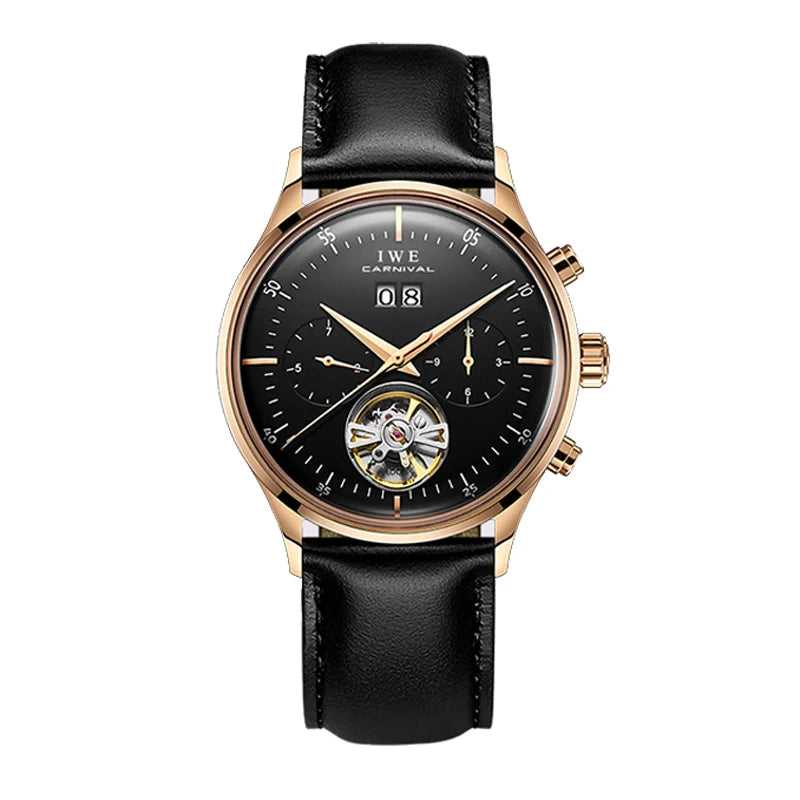 Luxury Automatic Men's Watch - Self-Winding Mechanical Timepiece with Leather Strap