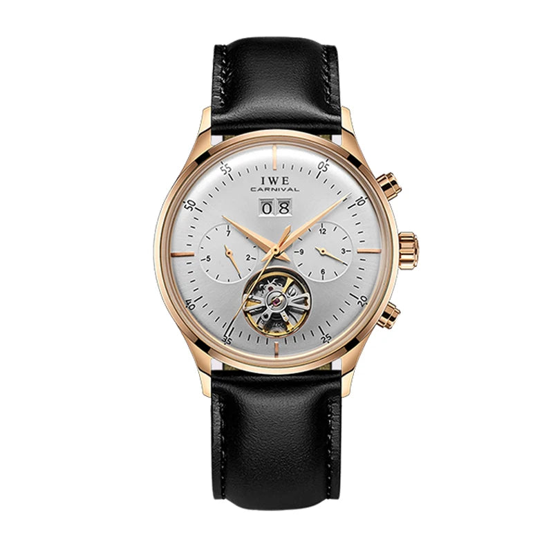 Luxury Automatic Men's Watch - Self-Winding Mechanical Timepiece with Leather Strap