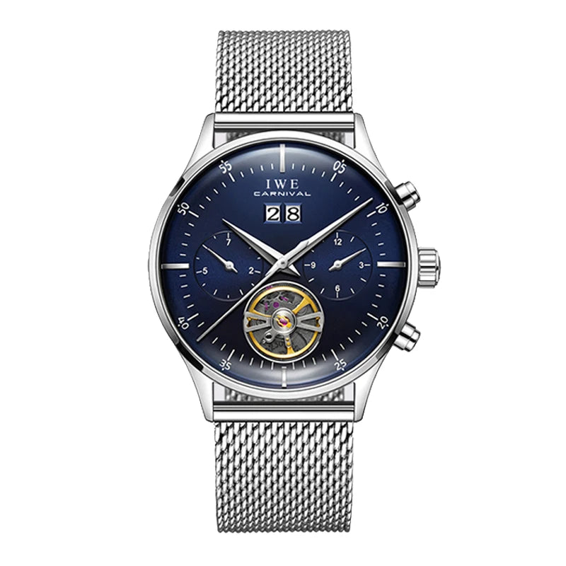Luxury Automatic Men's Watch - Self-Winding Mechanical Timepiece with Leather Strap