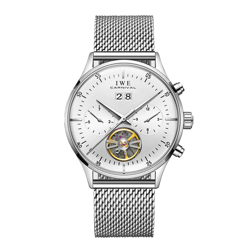 Luxury Automatic Men's Watch - Self-Winding Mechanical Timepiece with Leather Strap