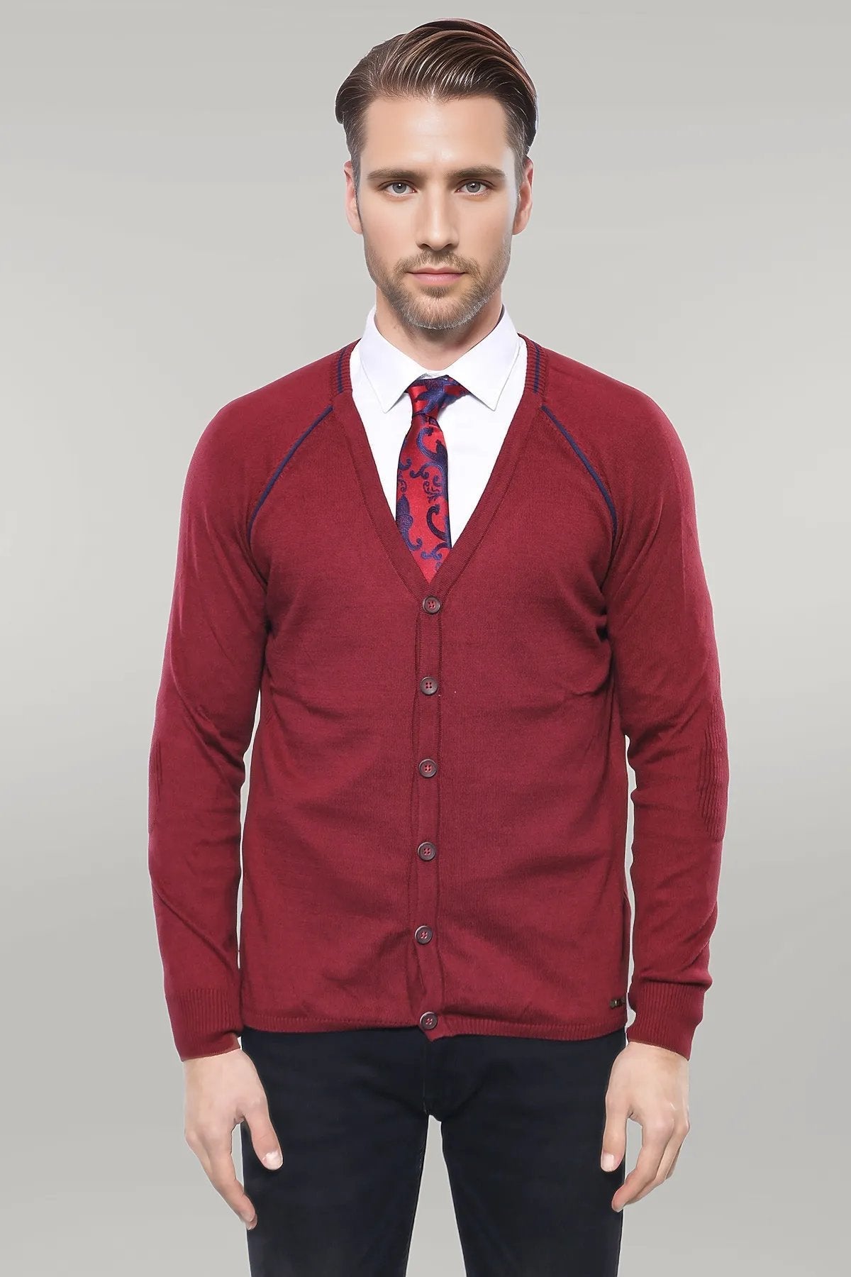 Burgundy Cotton Men's Knitwear - Wessi