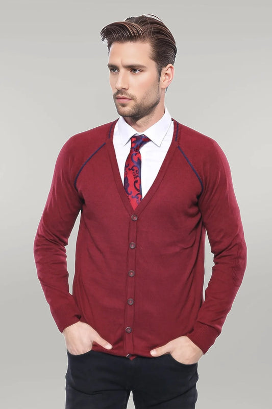 Burgundy Cotton Men's Knitwear