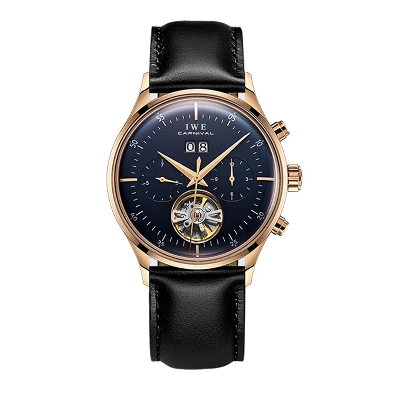Luxury Automatic Men's Watch - Self-Winding Mechanical Timepiece with Leather Strap