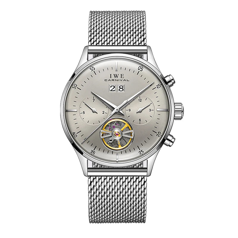 Luxury Automatic Men's Watch - Self-Winding Mechanical Timepiece with Leather Strap