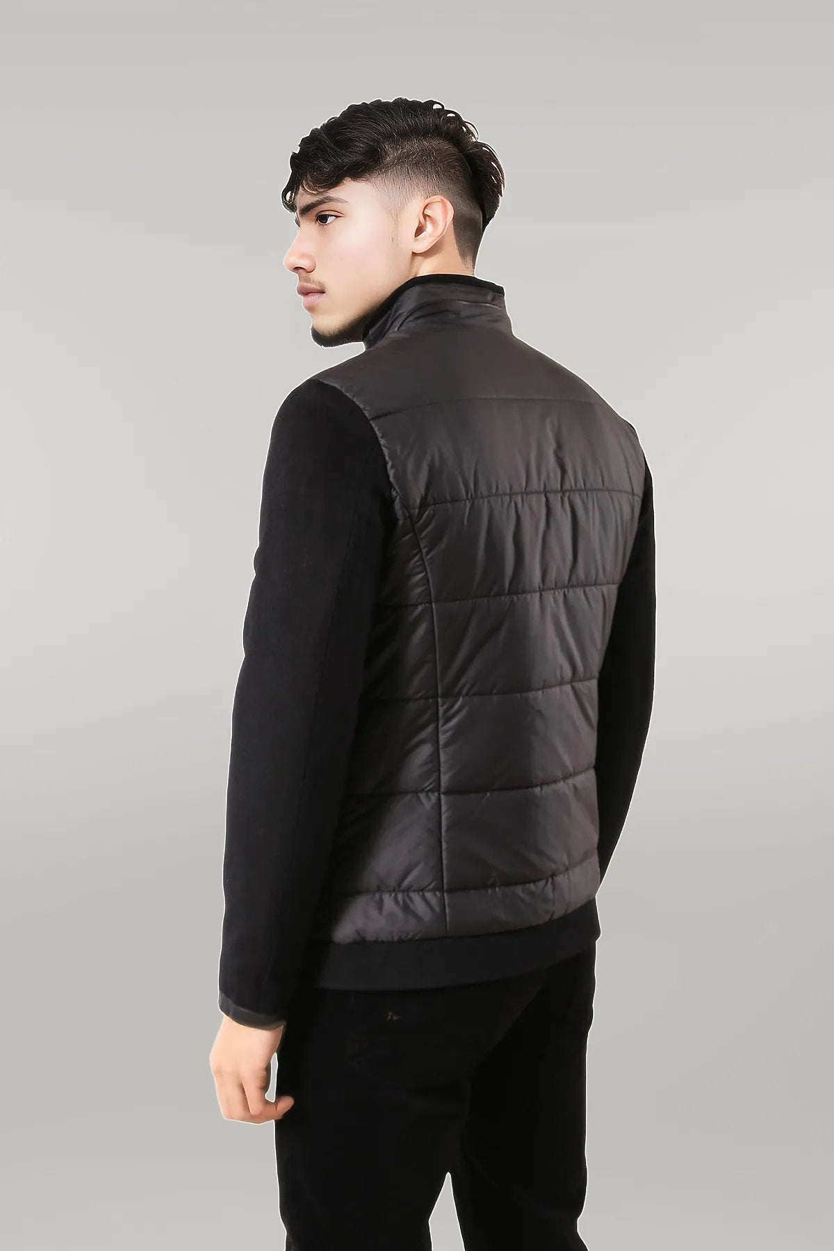 Black Quilted Men Coat