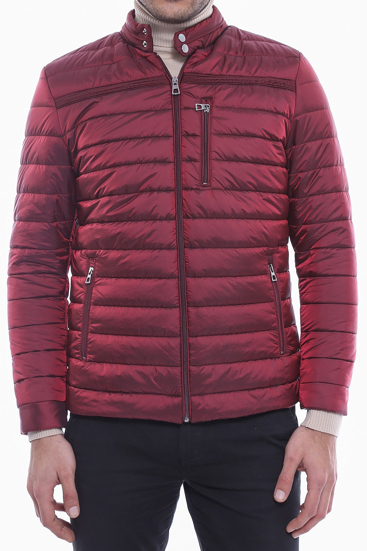 Burgundy Down Men Coat