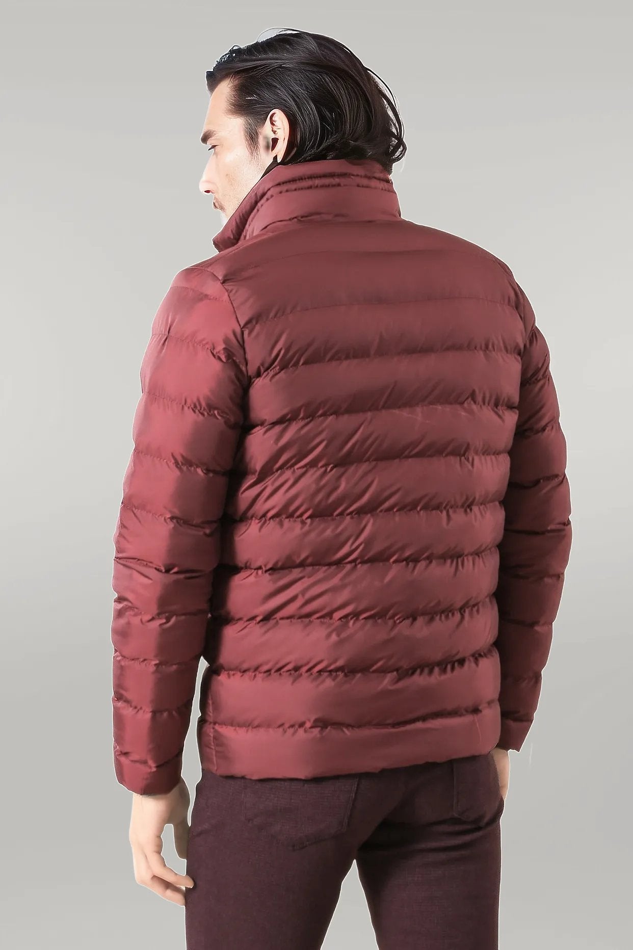 Quilted Standing Collar 2 Pockets Short Men Down Coat