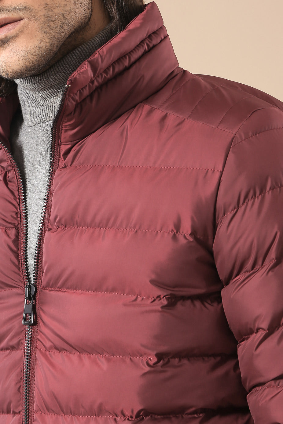 Quilted Standing Collar 2 Pockets Short Men Down Coat