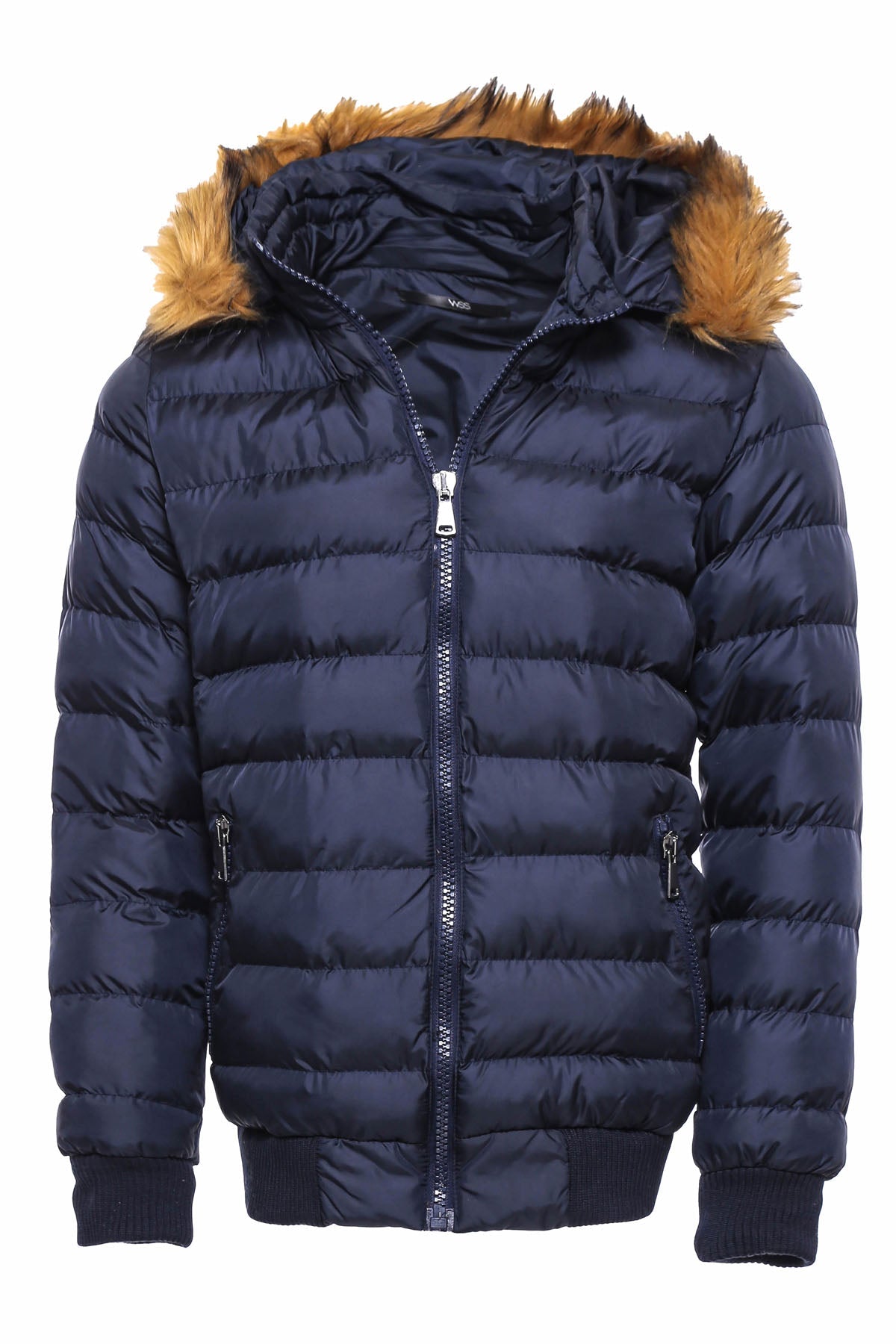Navy Blue Hooded Men's Down Coat