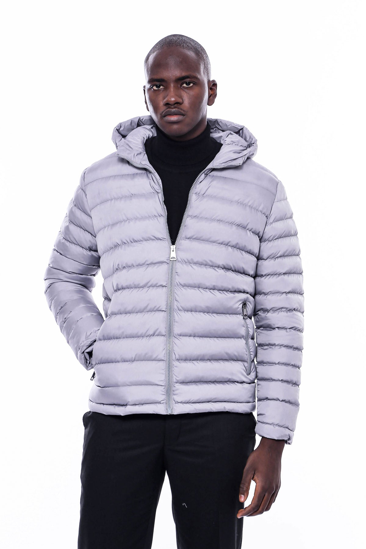 KOALA SYDNEY Gray Quilted Jacket, Patterned Shirt, Cardigan, and Gray Trousers Combination - Modern Winter Style