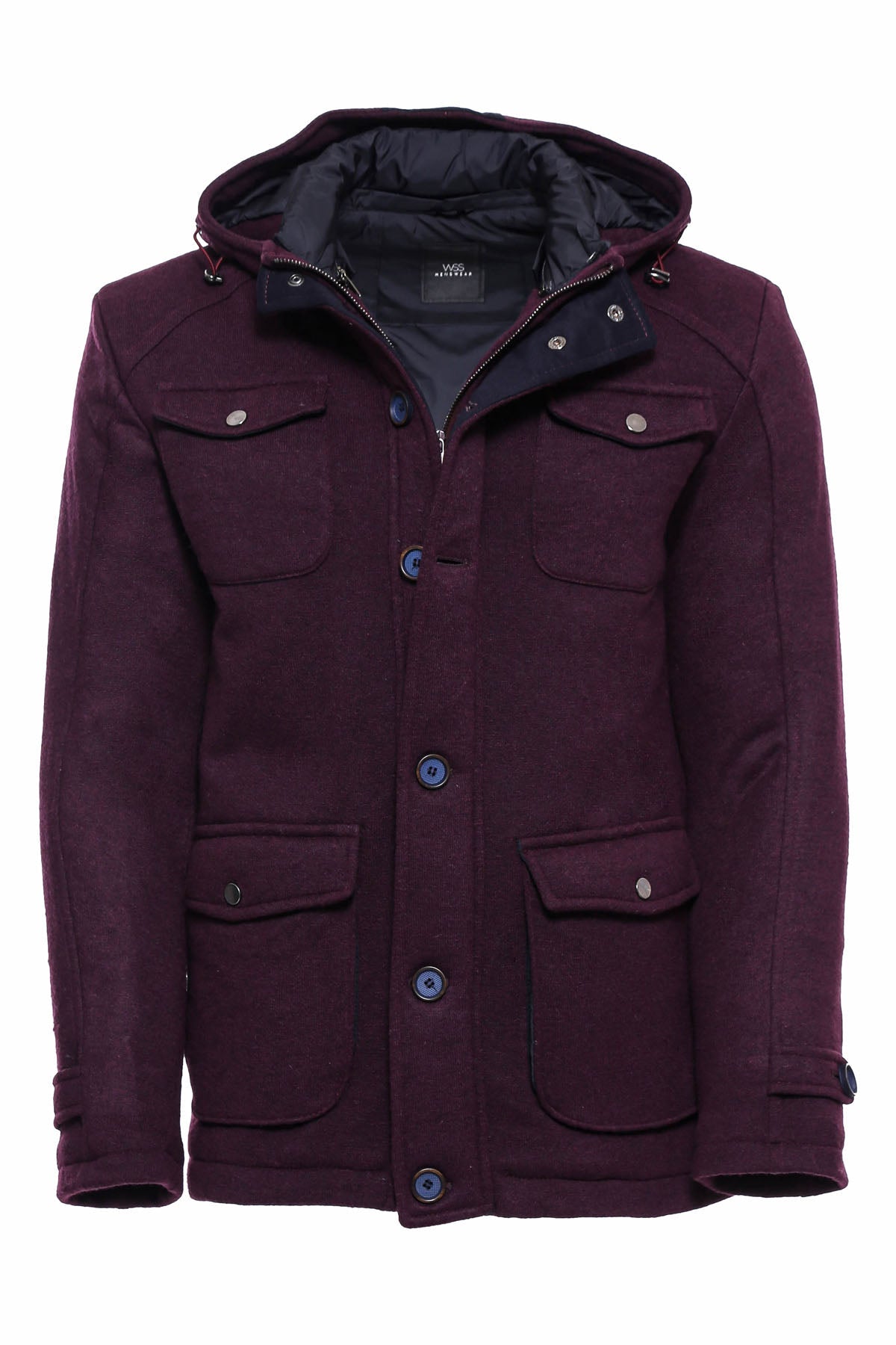 Claret Red Felt Hooded Coat