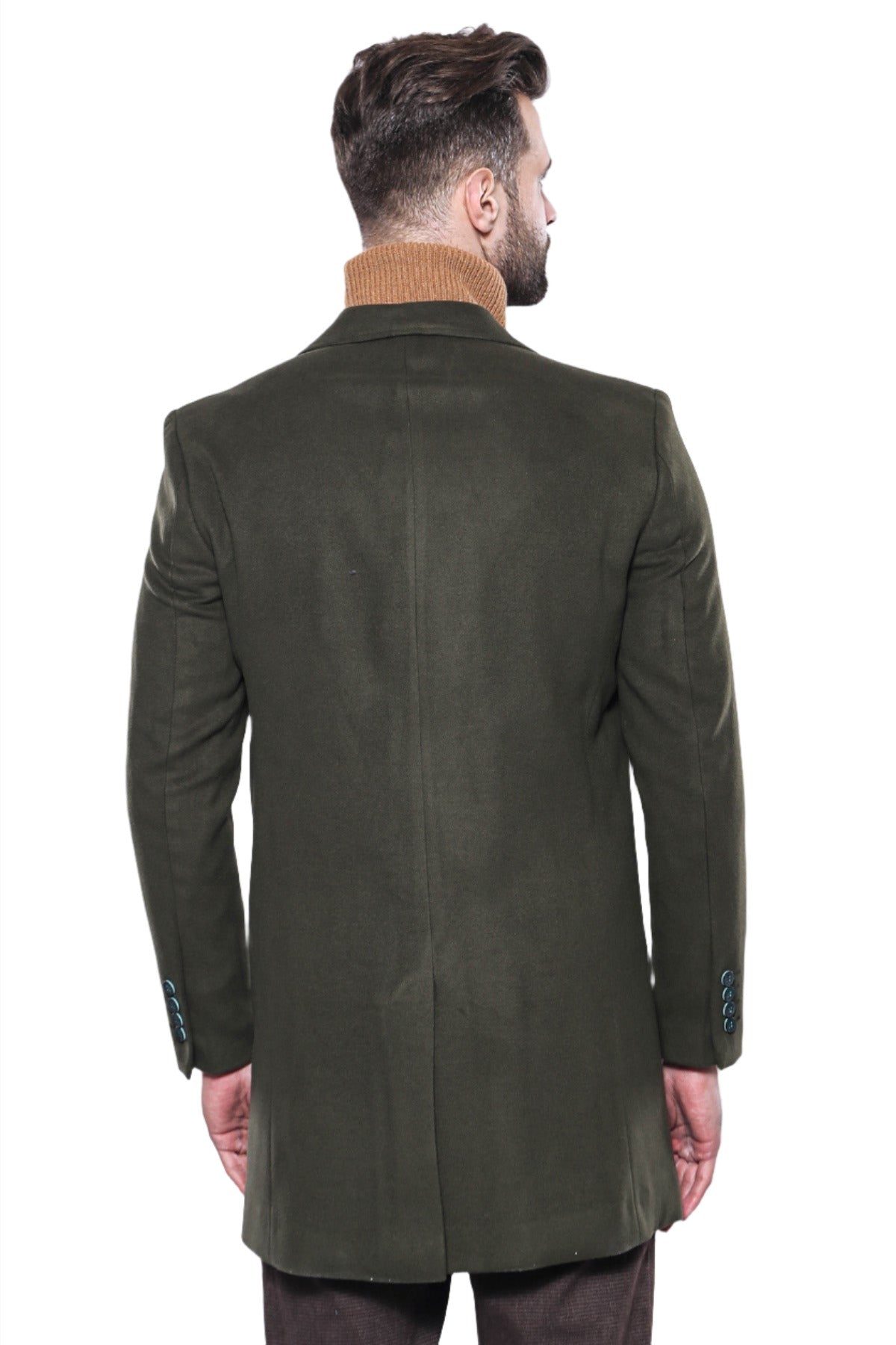 Wide Lapel Green Men Peacoat