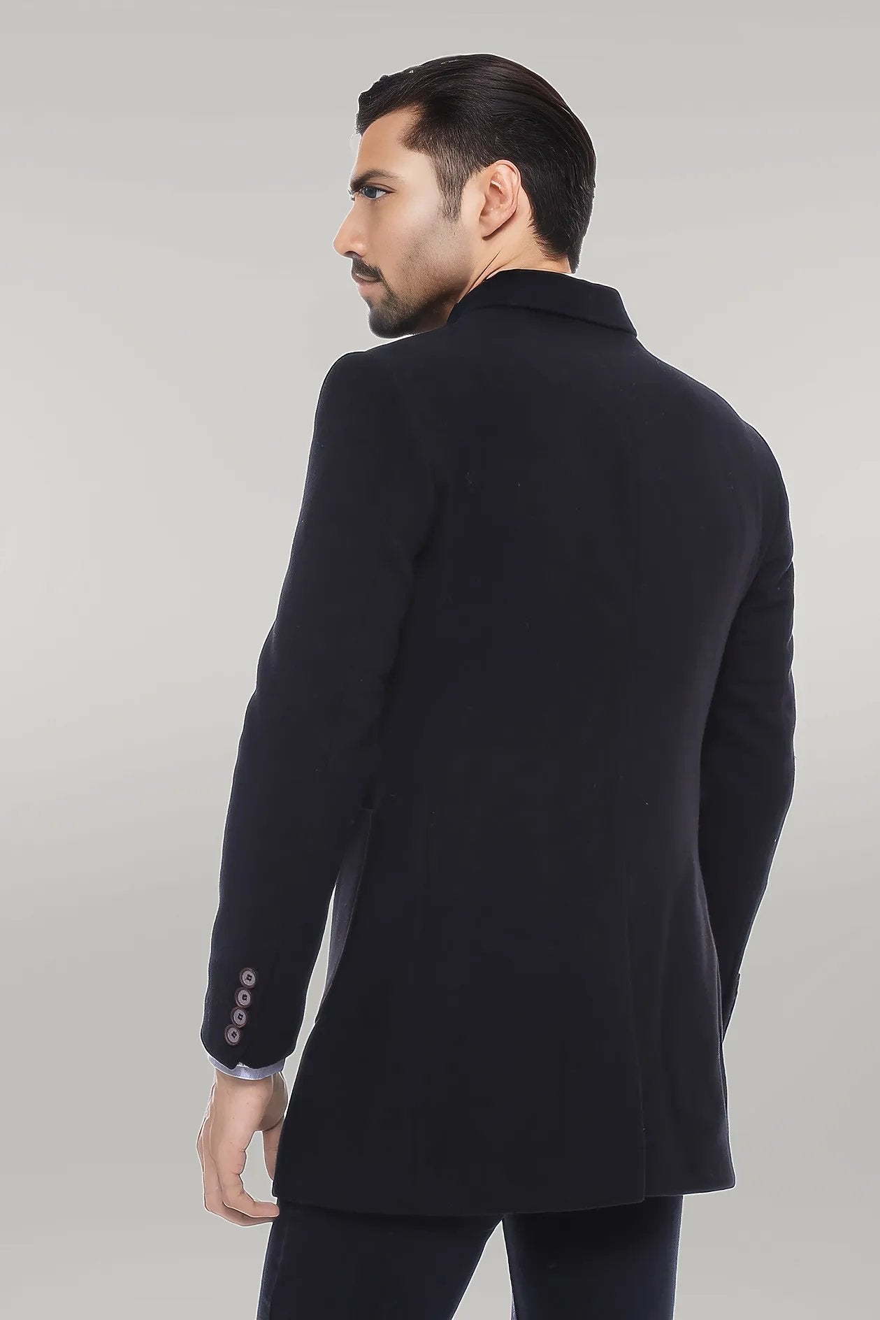 Double-Breasted Black Men Coat