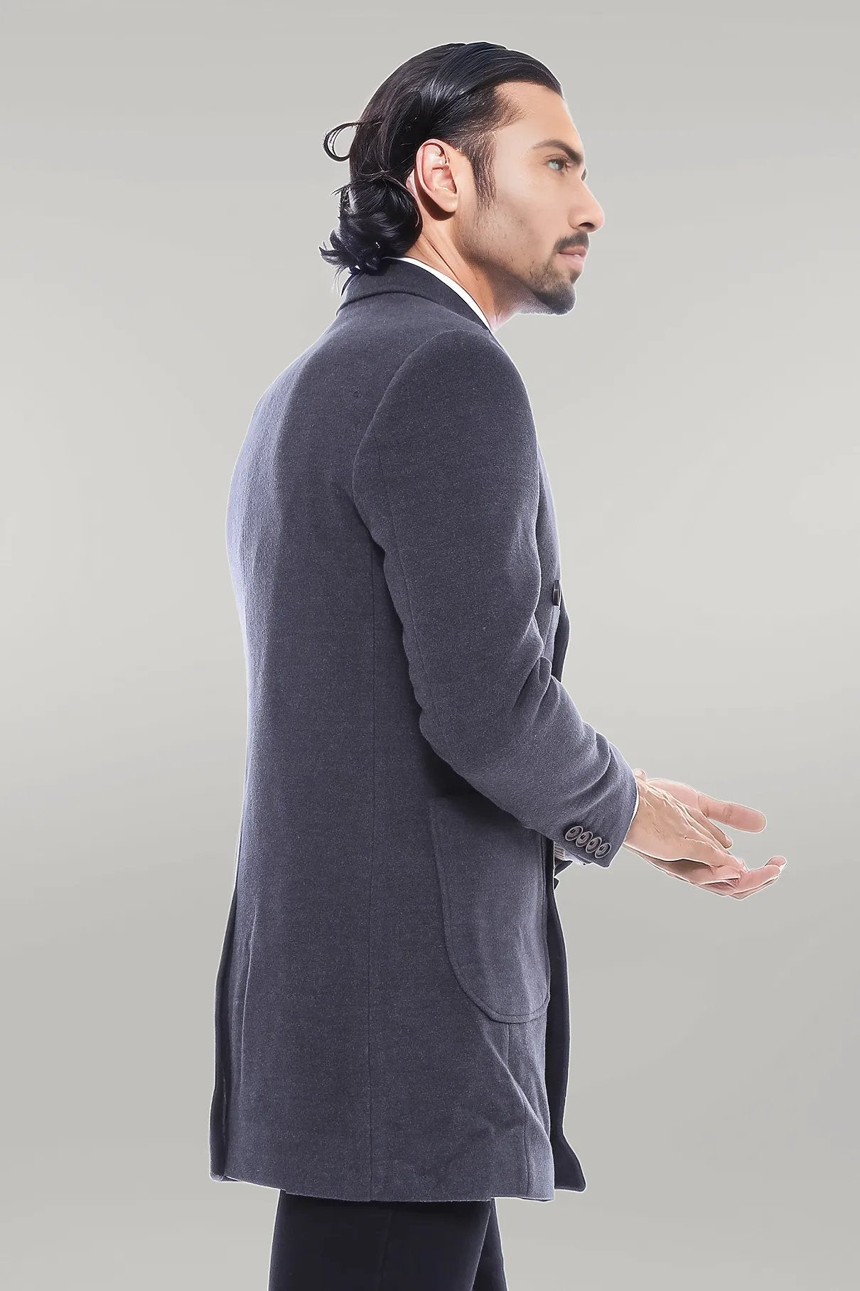 Double-Breasted Men Anthracite Coat