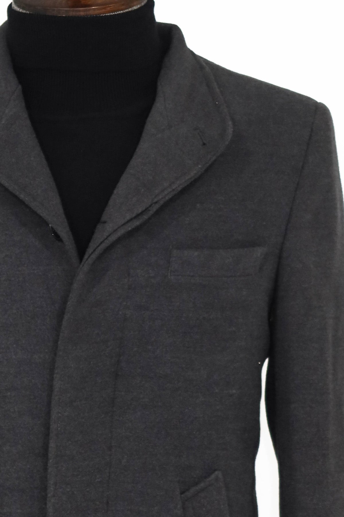 Mandarin Collar Grey Men's Long Men's Coat