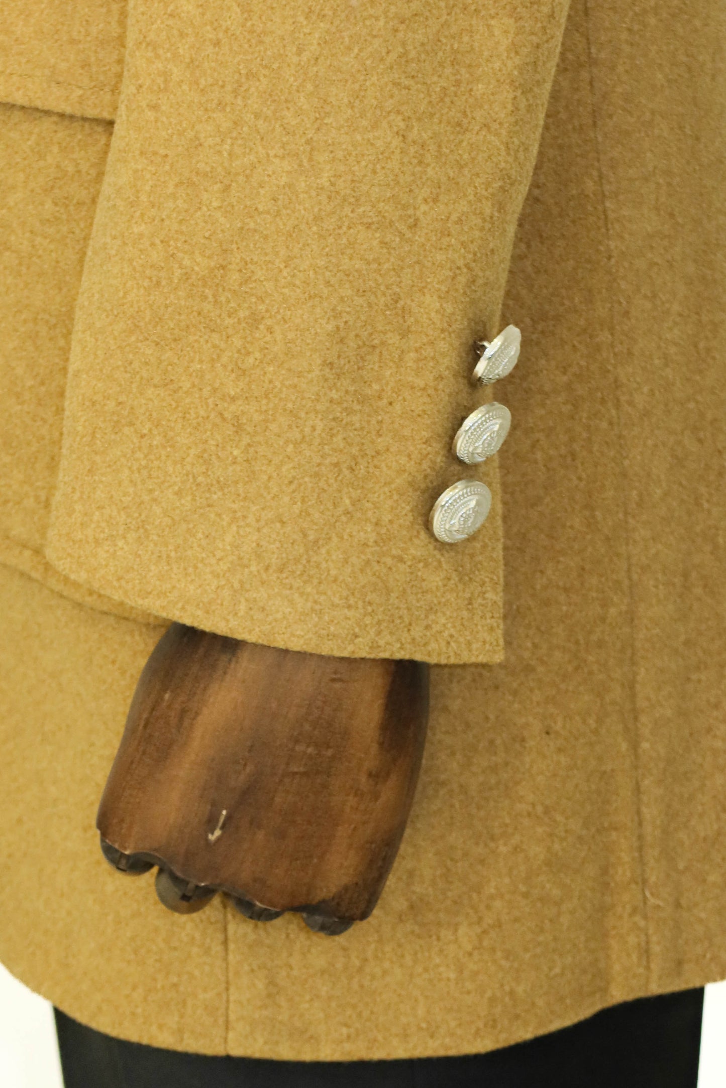Metal Buttons Wool Cashmere Tan Men Double Breasted Coat