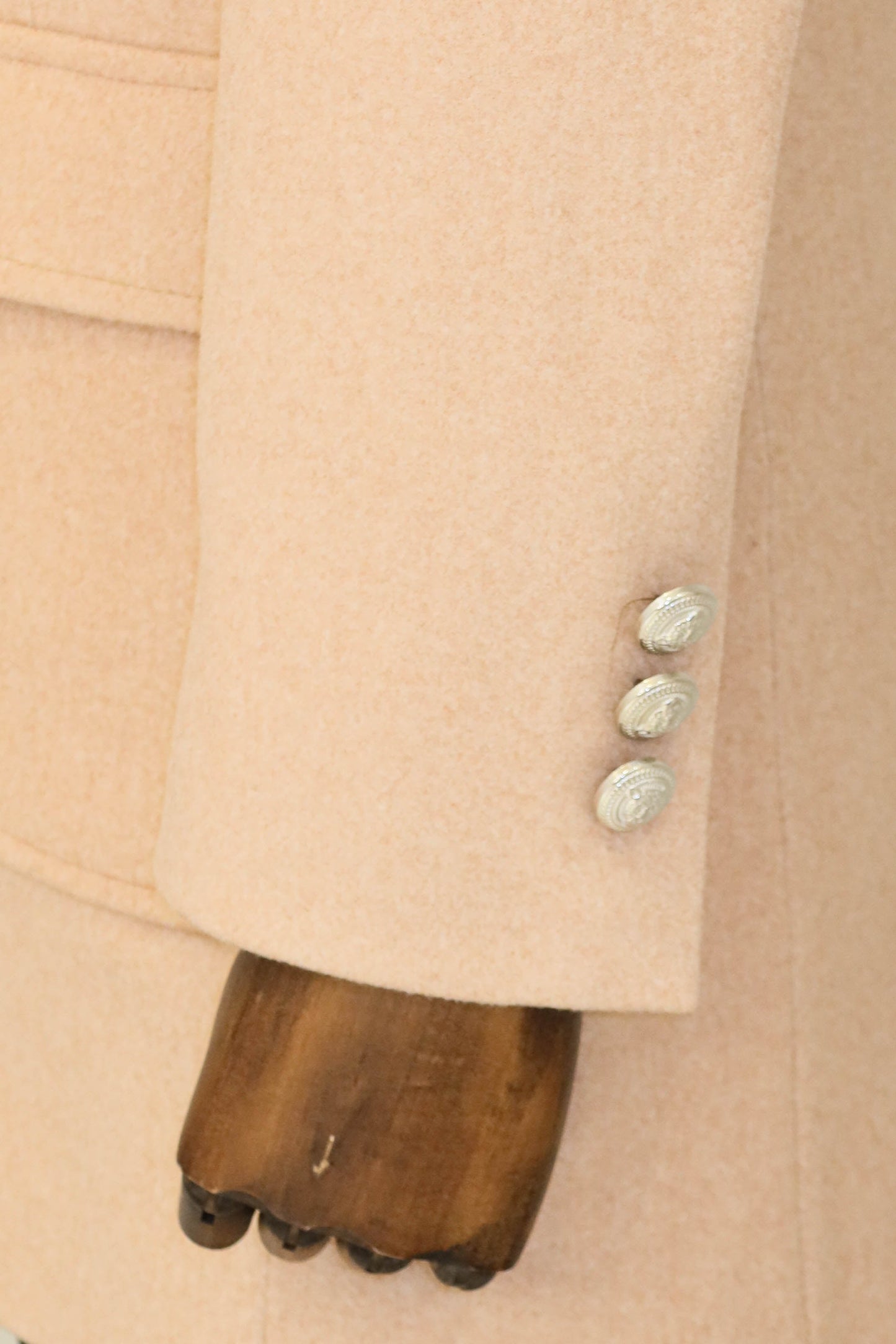 Metal Buttons Wool Cashmere Cream Men Double Breasted Coat
