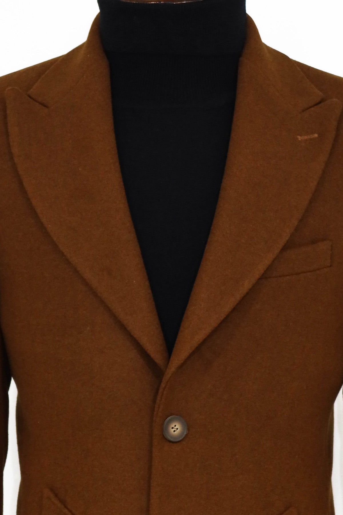Wide Lapel Wool Brown Men Coat