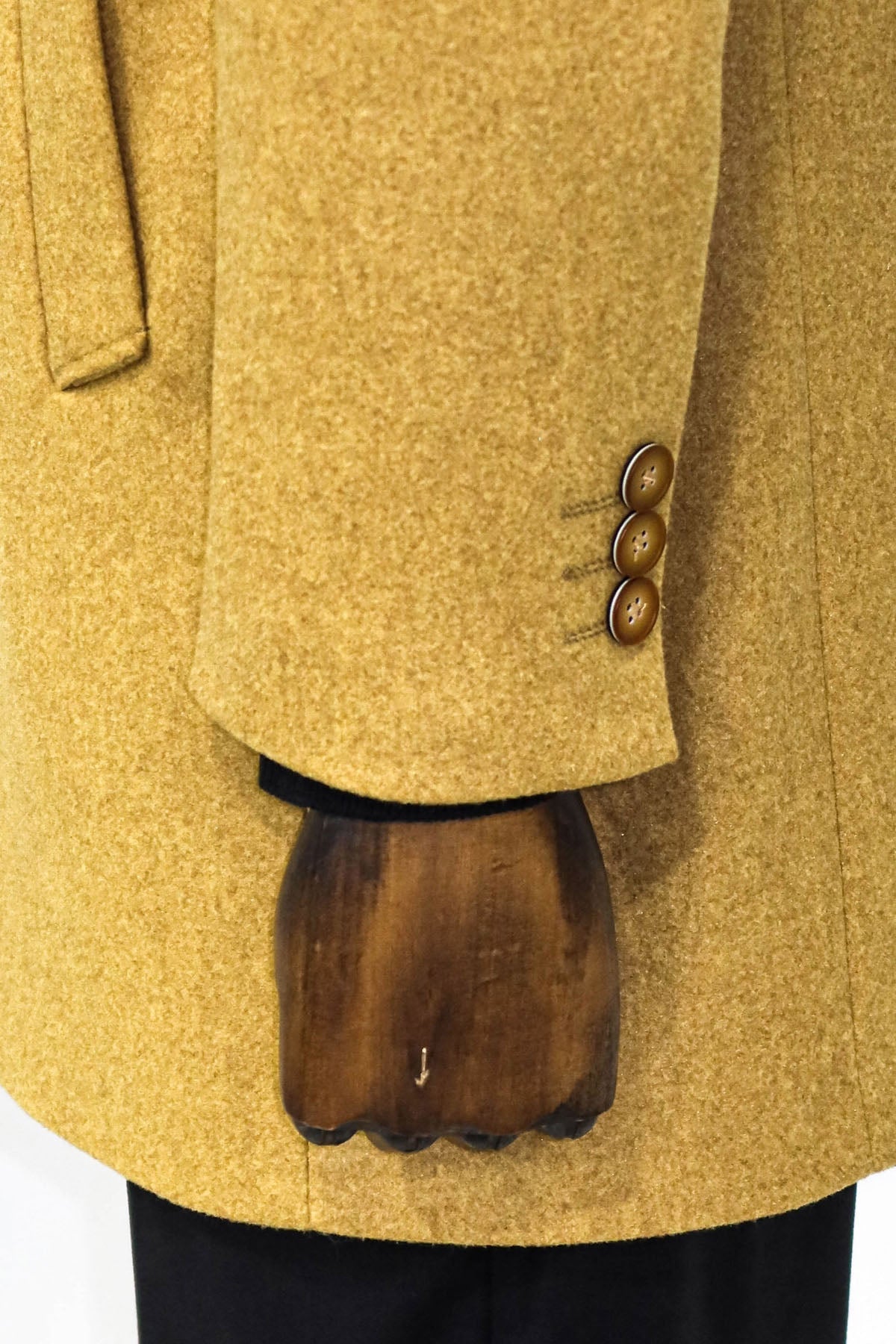 Wide Lapel Wool Mustard Men Coat