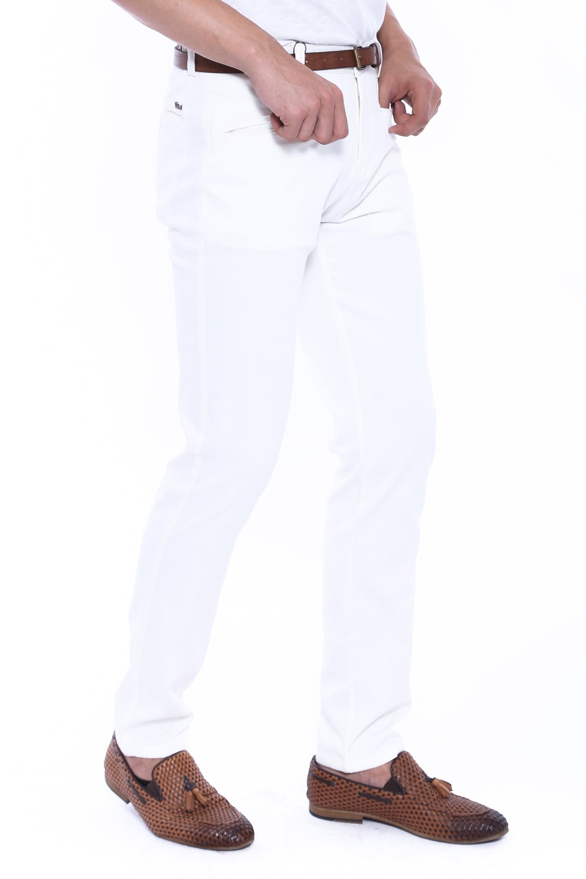 KOALA SYDNEY Patterned Cotton White Pants-Wessi