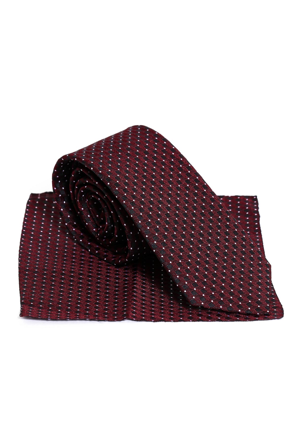 KOALA SYDNEY Cube Patterned Men Burgundy Tie – Wessi