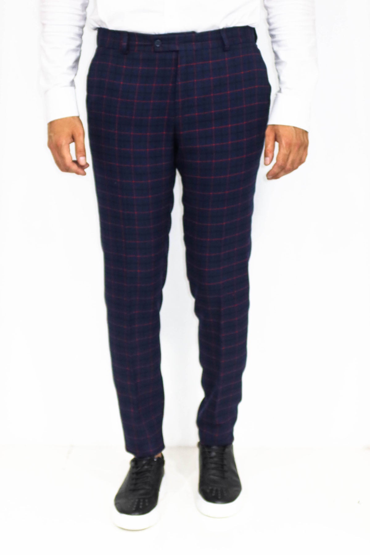 KOALA SYDNEY Slim Fit Checked Navy Blue Men Pants