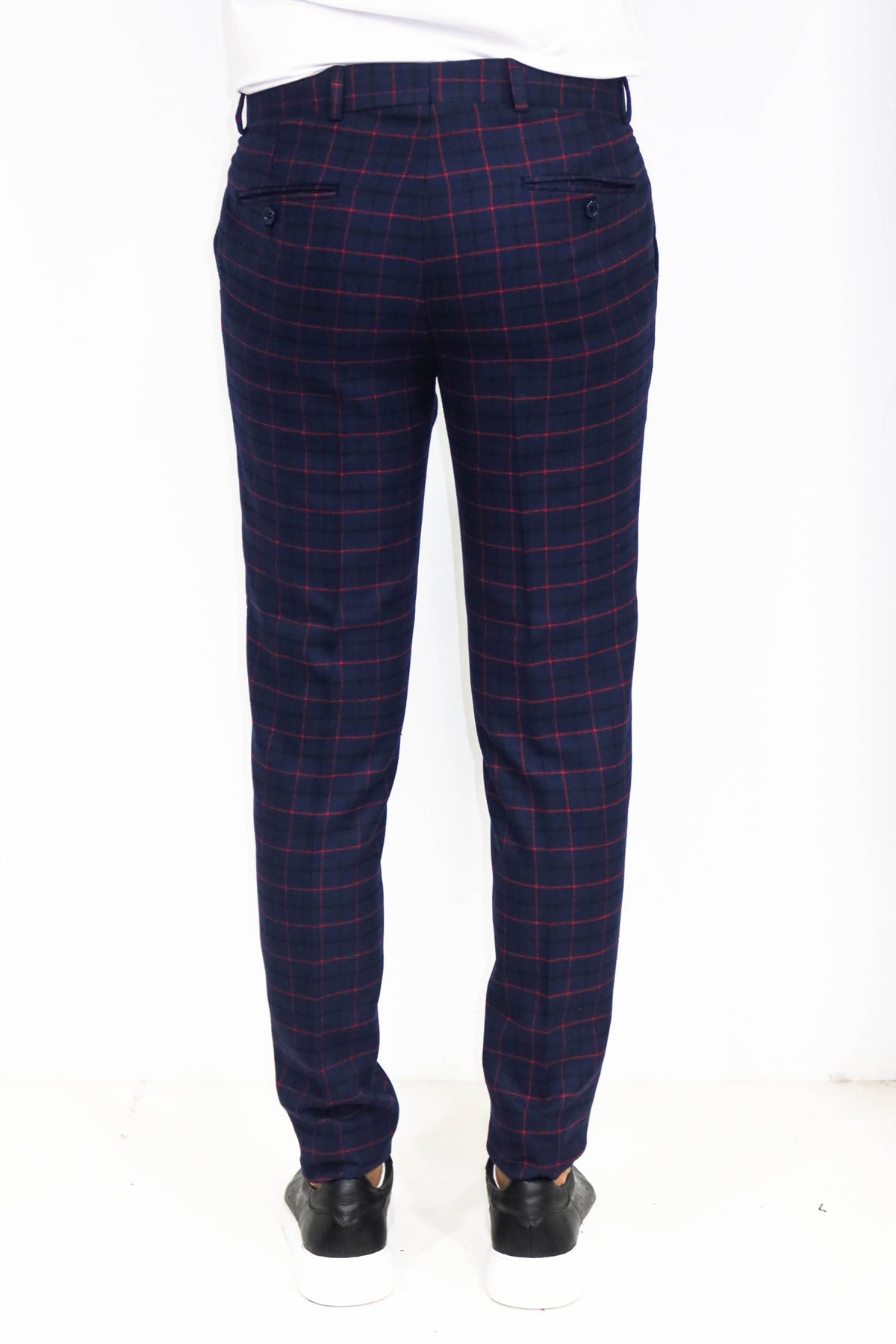 KOALA SYDNEY Slim Fit Checked Navy Blue Men Pants