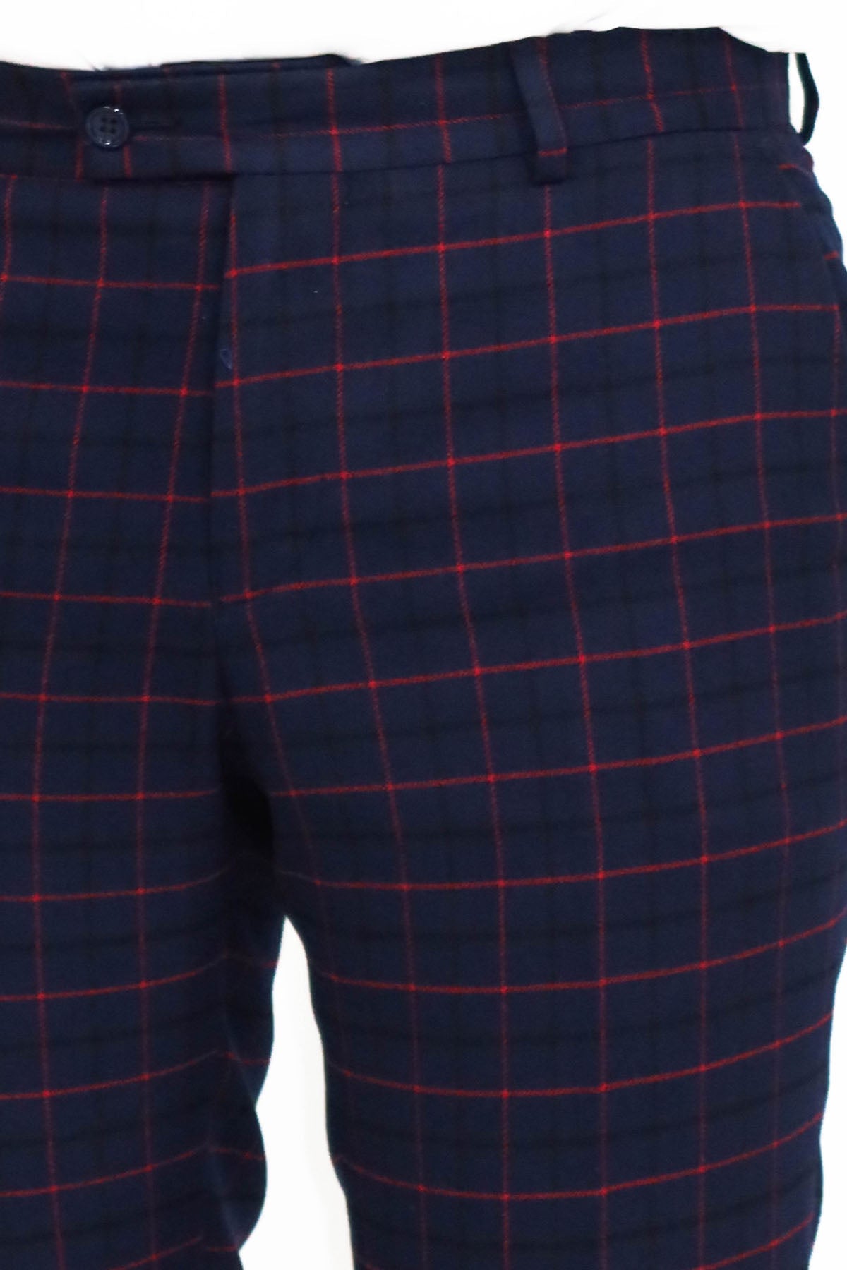 KOALA SYDNEY Slim Fit Checked Navy Blue Men Pants