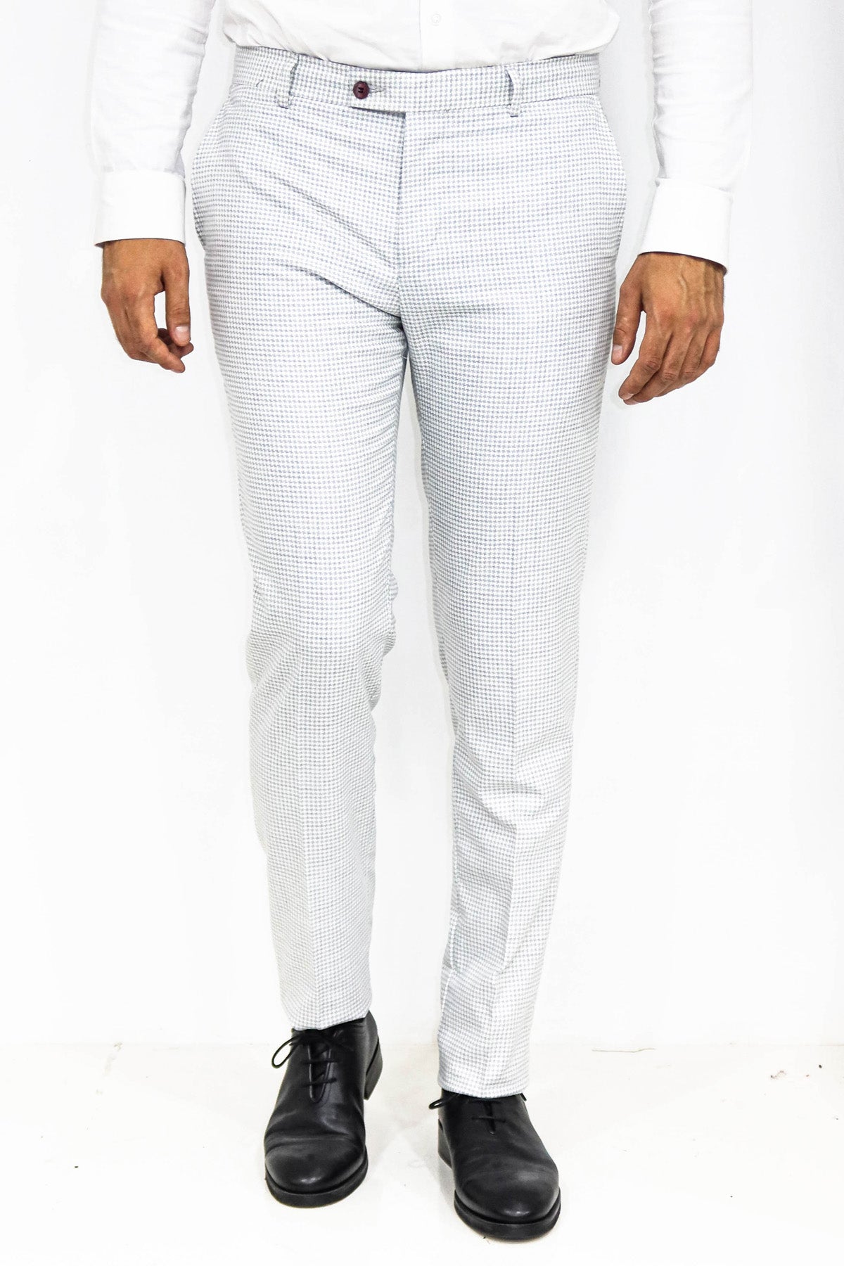 KOALA SYDNEY Houndstooth Patterned Light Grey Men Pants