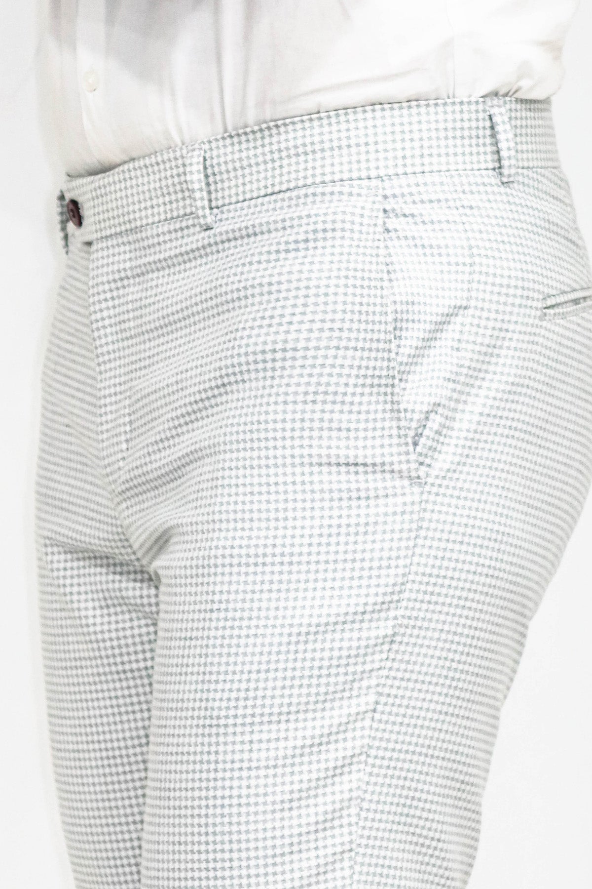 KOALA SYDNEY Houndstooth Patterned Light Grey Men Pants