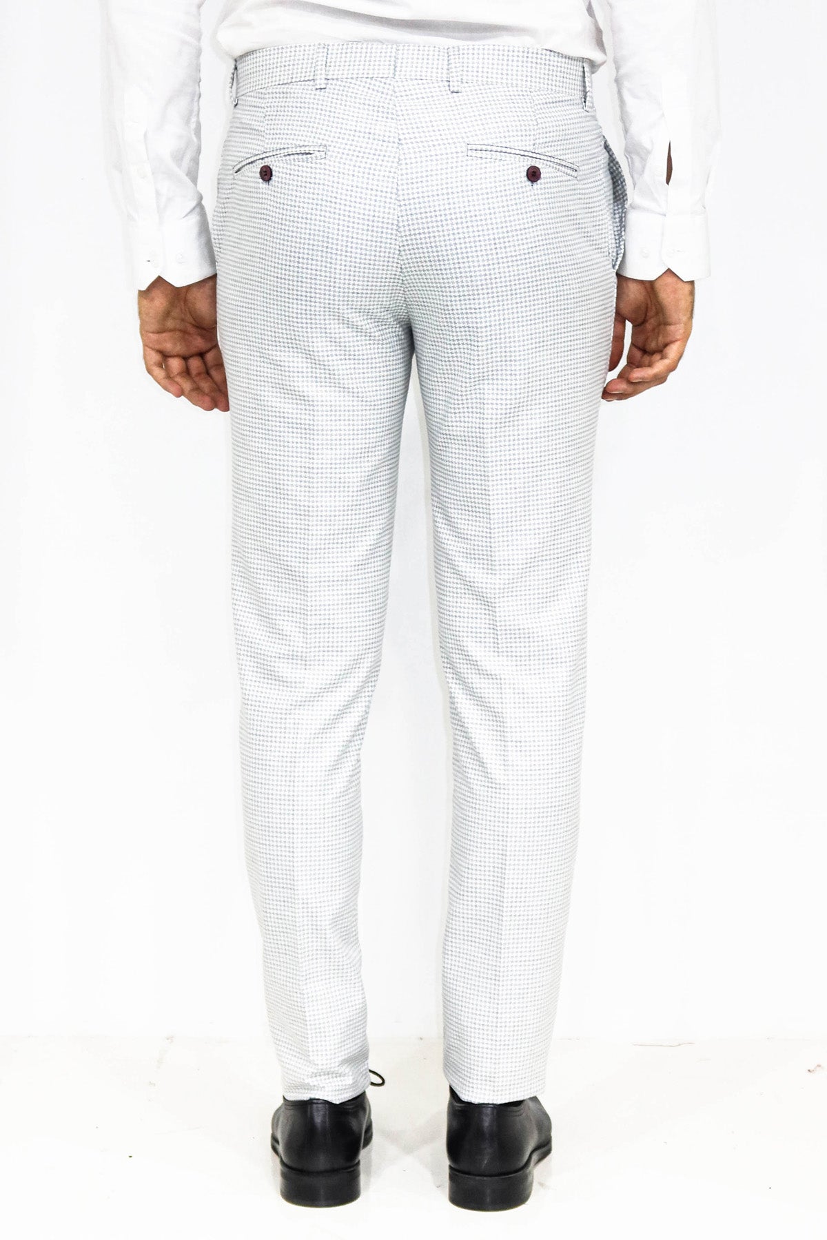 KOALA SYDNEY Houndstooth Patterned Light Grey Men Pants