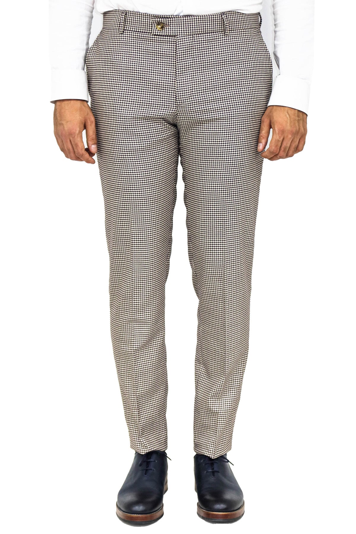 KOALA SYDNEY Houndstooth Patterned Light Brown Men Pants