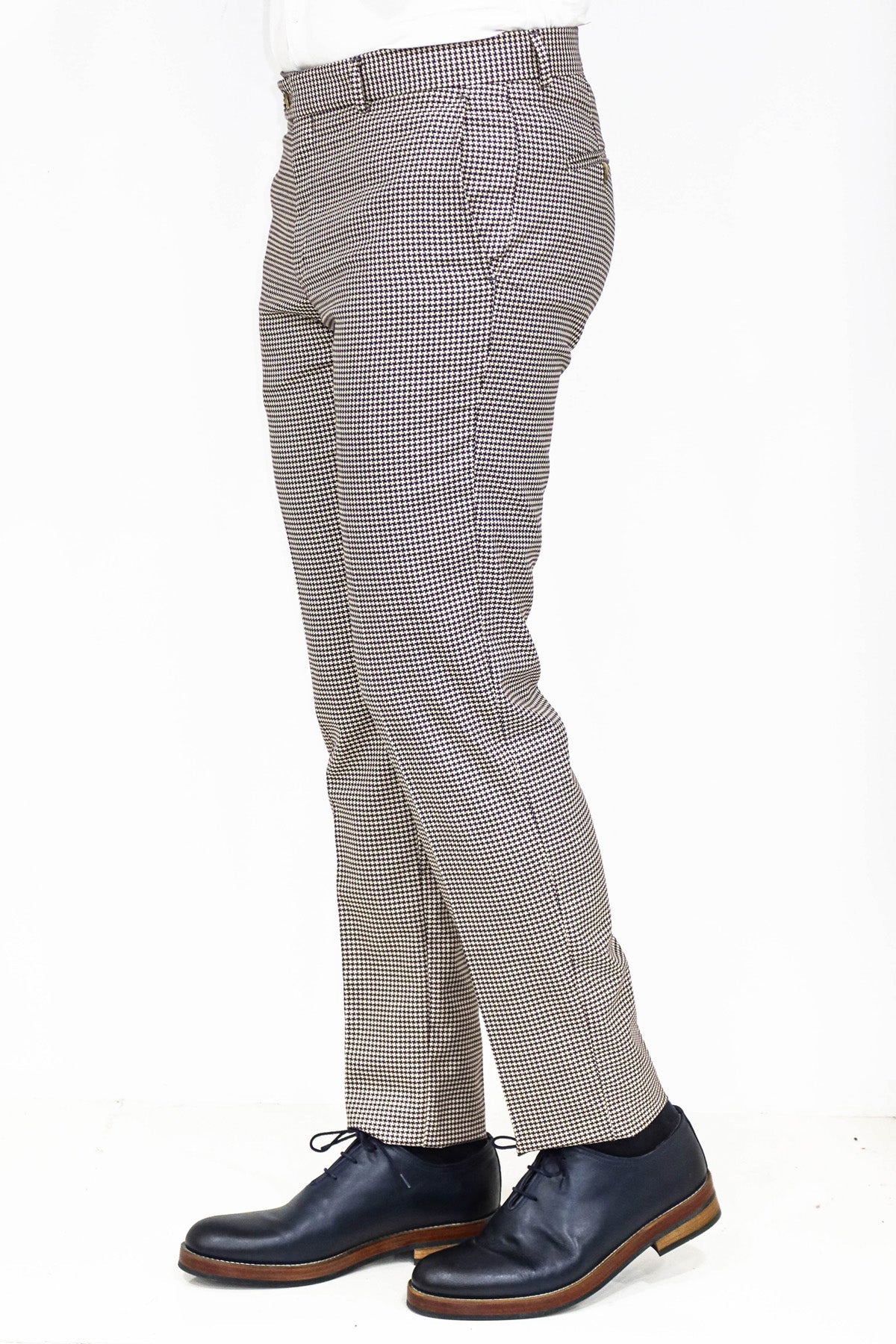 KOALA SYDNEY Houndstooth Patterned Light Brown Men Pants