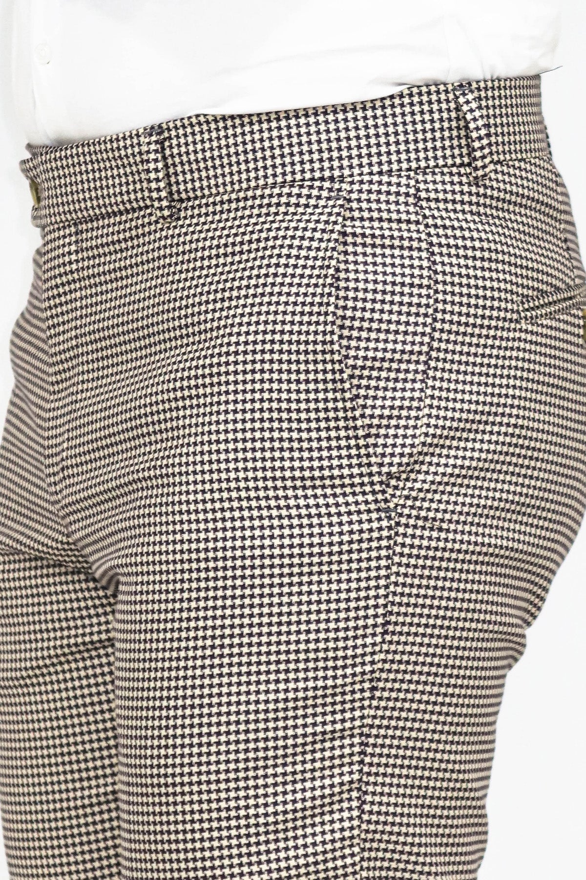 KOALA SYDNEY Houndstooth Patterned Light Brown Men Pants