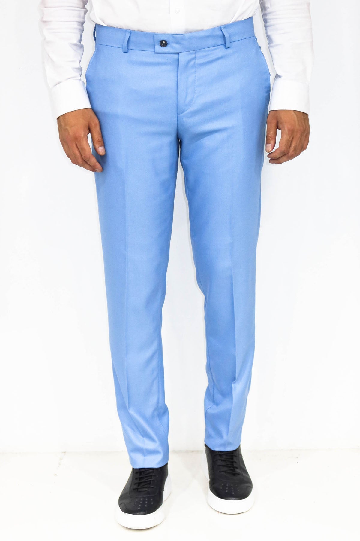 KOALA SYDNEY Slim Fit Textured Light Blue Men Trousers